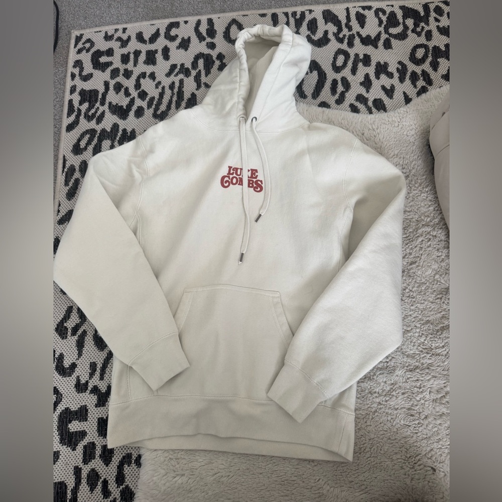 Luke Combs- Luxe Cream Hoodie with Red Chest Lettering